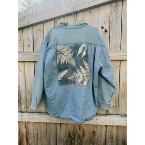 one of one sunprinted flannel lined denim shacket | size XL